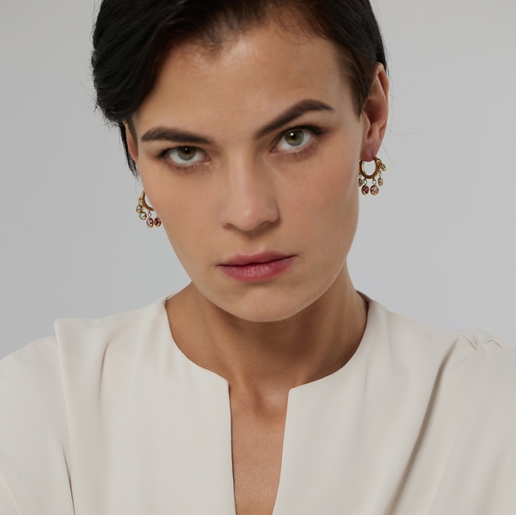 Exquisite Dangle Colourful Diamonds Hoop Earrings - Picture 4 of 6